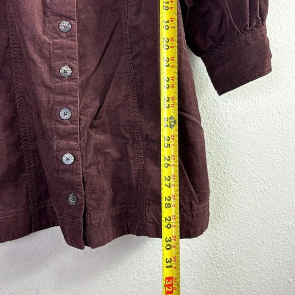 Madewell Corduroy Seamed Long-Sleeve Mini Dress in Chocolate Raisin color SZ 0 P - Picture 12 of 13